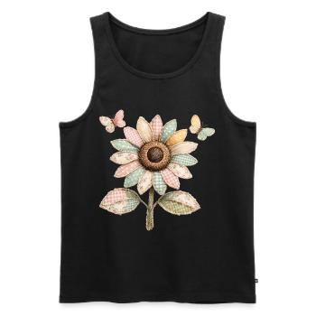 Sonnenblume Schmetterling Patchwork Vintage - Männer Premium Bio Tank Top - Schwarz - Vorne - AI Model Male 178 light (178cm)
