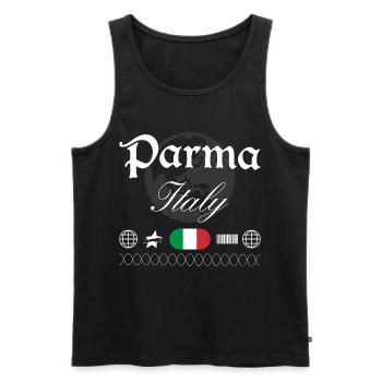 Souvenir de voyage streetwear de Parme, Italie - Débardeur bio Premium Homme - noir - Devant - AI Model Male 178 light (178cm)