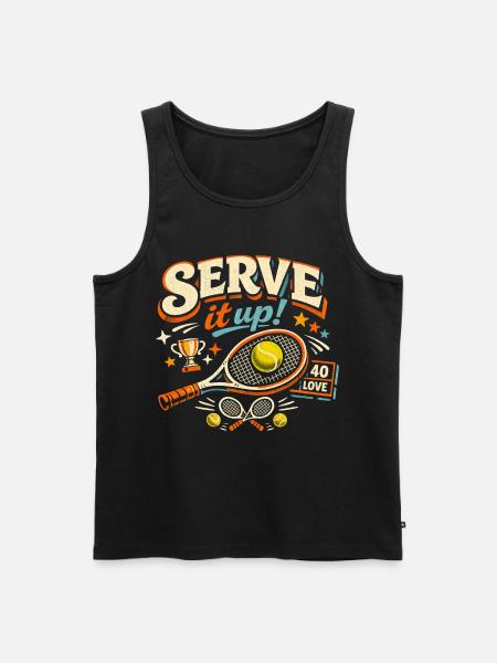 Tennis Serve It Up Retro Motif - Men's Premium Organic Tank Top - black