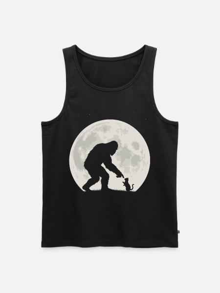 Bigfoot, Cat, Moon, Full Moon, Kitten - Men's Premium Organic Tank Top - black