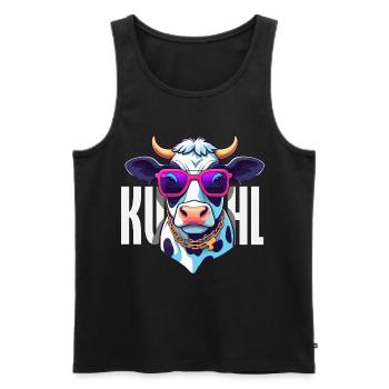 Kuhl Kuh Mit Sonnenbrille Cool Bauer Landwirt - Männer Premium Bio Tank Top - Schwarz - Vorne - Michal (187cm)