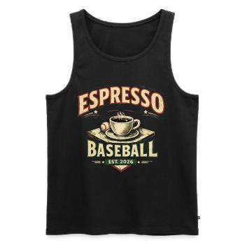 Espresso Baseball Est 2026 Retro Coffee Sport - Men's Premium Organic Tank Top - black - Front - AI Model Male 178 light (178cm)