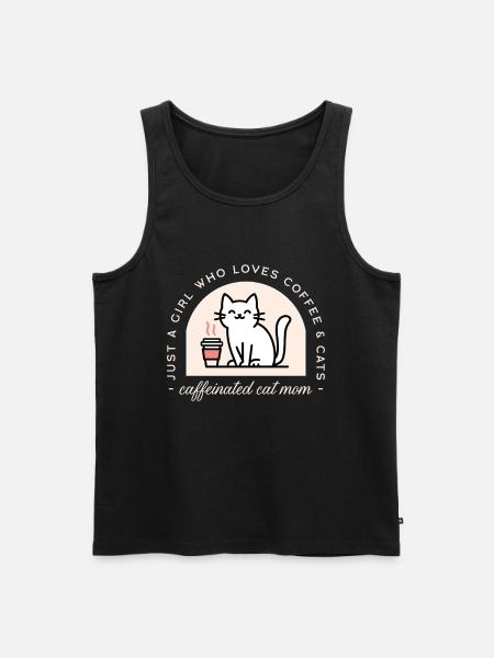 Maman chatte et amoureuse du café - Débardeur bio Premium Homme - noir