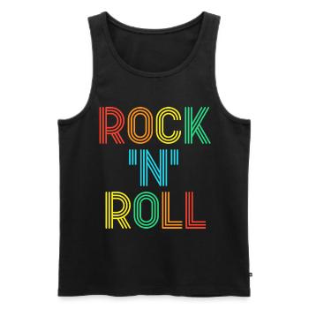 Rock'N'Roll Multicolored Retro Neon Text - Men's Premium Organic Tank Top - black - Front - AI Model Male 178 light (178cm)