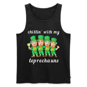 Chillin With My Leprechauns St Patricks Day - Men's Premium Organic Tank Top - black - Front - Michal (187cm)