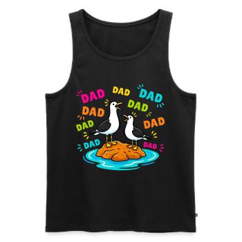 Papa Papa Papa - Drôles Mouettes Enfants - Débardeur bio Premium Homme - noir - Devant - AI Model Male 178 light (178cm)
