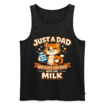 Humor Dad Cat Milk Father's Day Gift - Men's Premium Organic Tank Top - black - Front - AI Model Male 178 light (178cm)