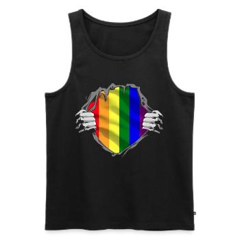 LGBT Flag Gay Pride Month Rainbow - Men's Premium Organic Tank Top - black - Front - AI Model Male 178 light (178cm)