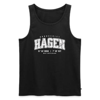 Hagen Koordinaten Design–Ruhrgebiet College Stil - Männer Premium Bio Tank Top - Schwarz - Vorne - Michal (187cm)