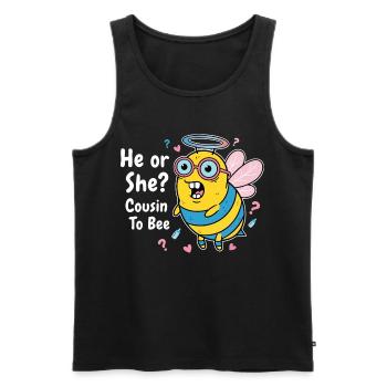 Révélation du sexe Baby shower Il/Elle, cousin à abeille - Débardeur bio Premium Homme - noir - Devant - Michal (187cm)