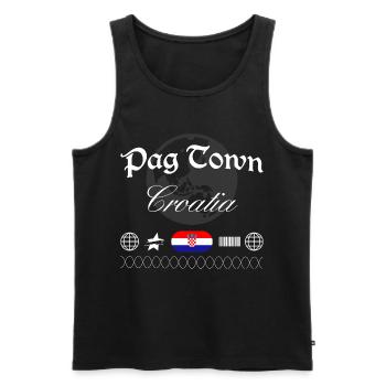 Pag Croatia Streetwear Travel Souvenir - Men's Premium Organic Tank Top - black - Front - AI Model Male 178 light (178cm)
