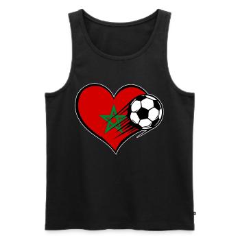 Marokko Flagge Fußball mit Herz - Männer Premium Bio Tank Top - Schwarz - Vorne - AI Model Male 178 light (178cm)
