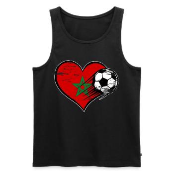 Flag football marocain avec cœur utilisé - Débardeur bio Premium Homme - noir - Devant - Michal (187cm)