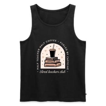 Professeur fatigué, amateur de café drôle - Débardeur bio Premium Homme - noir - Devant - Michal (187cm)