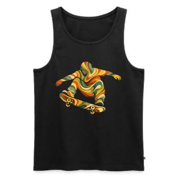Retro Waves Skateboarder | Vintage-Psychedelic Skate-Design - Männer Premium Bio Tank Top - Schwarz - Vorne - AI Model Male 178 light (178cm)