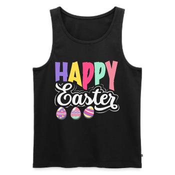 Joyeuse Pâques, douce chasse aux œufs du lapin, œufs de Pâques - Débardeur bio Premium Homme - noir - Devant - Michal (187cm)