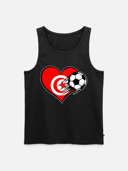 Tunisia Flag Football with Heart - Men's Premium Organic Tank Top - black