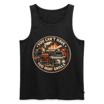 Barbecue Humour Papa Grillades Été Cadeau - Débardeur bio Premium Homme - noir - Devant - Michal (187cm)