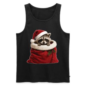 Raccoon in a Christmas sack - Men's Premium Organic Tank Top - black - Front - Michal (187cm)