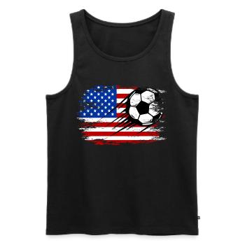 USA Flag Football used - Men's Premium Organic Tank Top - black - Front - AI Model Male 178 light (178cm)