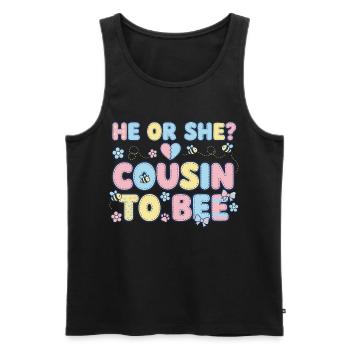 Gender Reveal He Or She Cousin To Bee Baby Shower - Men's Premium Organic Tank Top - black - Front - AI Model Male 178 light (178cm)