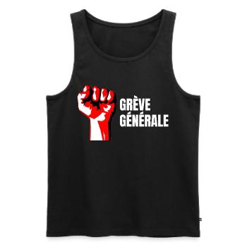Poing Levé Manif Syndicaliste En grève Générale - Débardeur bio Premium Homme - noir - Devant - Michal (187cm)