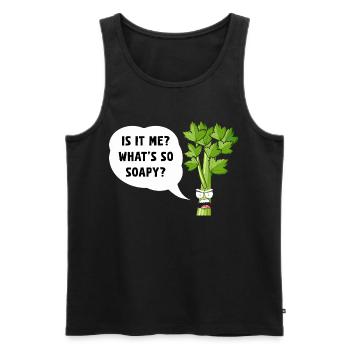 Sassy Celery: Bin ich es? - Männer Premium Bio Tank Top - Schwarz - Vorne - AI Model Male 178 light (178cm)