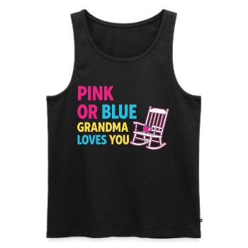 Révélation de sexe Baby Shower Rose ou Blue Grandma - Débardeur bio Premium Homme - noir - Devant - Michal (187cm)