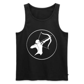 Signe astrologique du sagittaire (blanc) - Débardeur bio Premium Homme - noir - Devant - Michal (187cm)