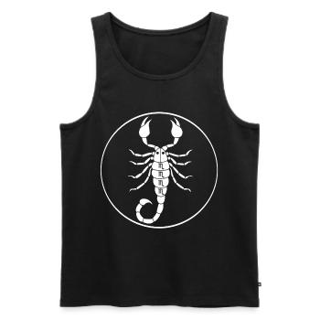 Signe astrologique du scorpion (blanc) - Débardeur bio Premium Homme - noir - Devant - Michal (187cm)