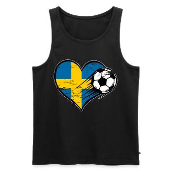 Schweden Flagge Fußball mit Herz - Männer Premium Bio Tank Top - Schwarz - Vorne - Michal (187cm)