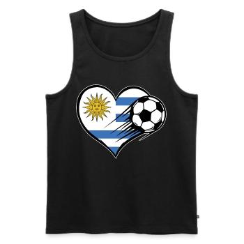 Uruguay Flagge Fußball mit Herz - Männer Premium Bio Tank Top - Schwarz - Vorne - AI Model Male 178 light (178cm)