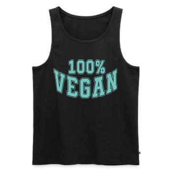 100% Vegan – Powered by Plants Meme Design - Men's Premium Organic Tank Top - black - Front - AI Model Male 178 light (178cm)
