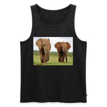 Zwei Elefanten auf Savanne - Männer Premium Bio Tank Top - Schwarz - Vorne - AI Model Male 178 light (178cm)