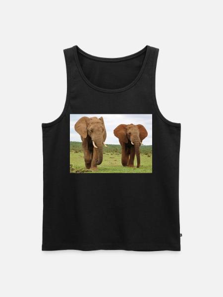 Two elephants on savannah - Men's Premium Organic Tank Top - black