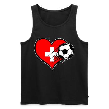Flag Football suisse avec cœur - Débardeur bio Premium Homme - noir - Devant - Michal (187cm)