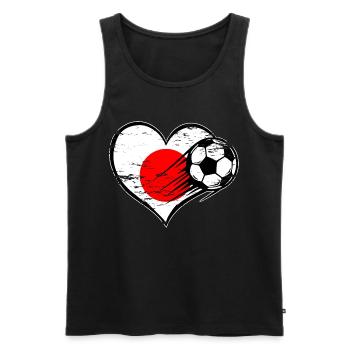 Japan Flagge Fußball mit Herz used - Männer Premium Bio Tank Top - Schwarz - Vorne - Michal (187cm)