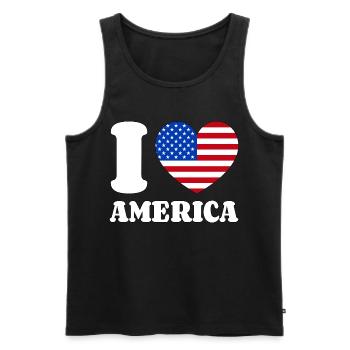 I Love America Herz Liebe Amerika Fan USA Flagge - Männer Premium Bio Tank Top - Schwarz - Vorne - Michal (187cm)