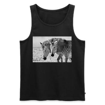 Zebra Freunde  Schwarzweiß-Safari - Männer Premium Bio Tank Top - Schwarz - Vorne - AI Model Male 178 light (178cm)