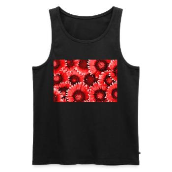 Rote Blütenpracht Muster - Männer Premium Bio Tank Top - Schwarz - Vorne - AI Model Male 178 light (178cm)