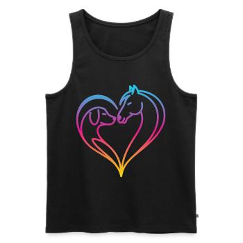 Pferd Hund Herz - Männer Premium Bio Tank Top - Schwarz - Vorne - Michal (187cm)