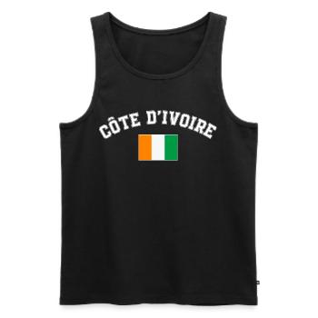 Ivory Coast Pride Cote D'Ivoire Heritage Elephant  - Débardeur bio Premium Homme - noir - Devant - Michal (187cm)