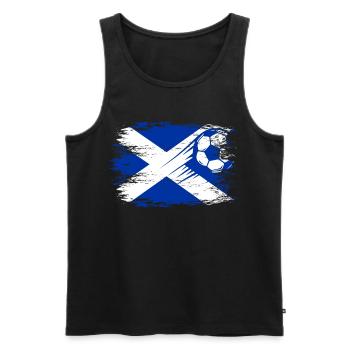 Scotland flag football used blue - Men's Premium Organic Tank Top - black - Front - AI Model Male 178 light (178cm)