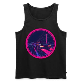 Retro Synthwave Cyberpunk Neon Car - Men's Premium Organic Tank Top - black - Front - Michal (187cm)