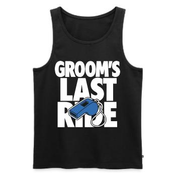 Groom’s Last Ride Whistle Design - Männer Premium Bio Tank Top - Schwarz - Vorne - AI Model Male 178 light (178cm)