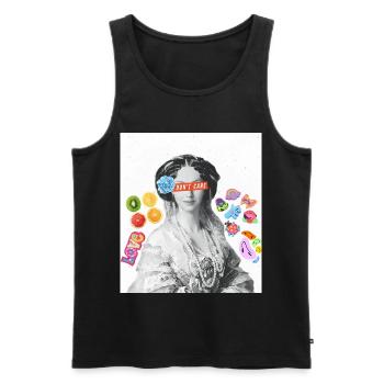 Don’t Care Vintage Collage Outfit - Männer Premium Bio Tank Top - Schwarz - Vorne - Michal (187cm)