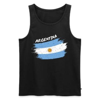 Argentina Argentinien Argentinische Flagge Brush - Männer Premium Bio Tank Top - Schwarz - Vorne - AI Model Male 178 light (178cm)