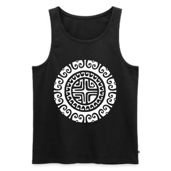 White Tribal Flower - Men's Premium Organic Tank Top - black - Front - AI Model Male 178 light (178cm)