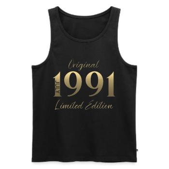 Cadeau du 35e anniversaire Millésime de juillet 1991 - Débardeur bio Premium Homme - noir - Devant - Michal (187cm)