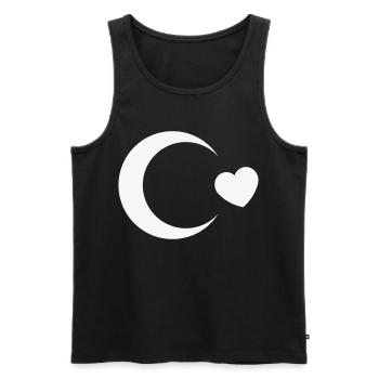 Turkey Flag Crescent Moon Heart (I Love Turkey, White) - Men's Premium Organic Tank Top - black - Front - AI Model Male 178 light (178cm)